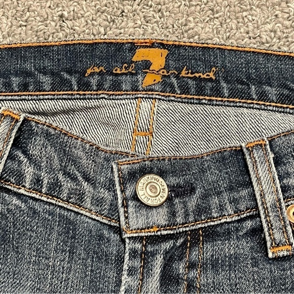 7 For All Mankind Jeans Womens Size 29 Blue Crop Bootcut Denim Rhinestone - Picture 3 of 14